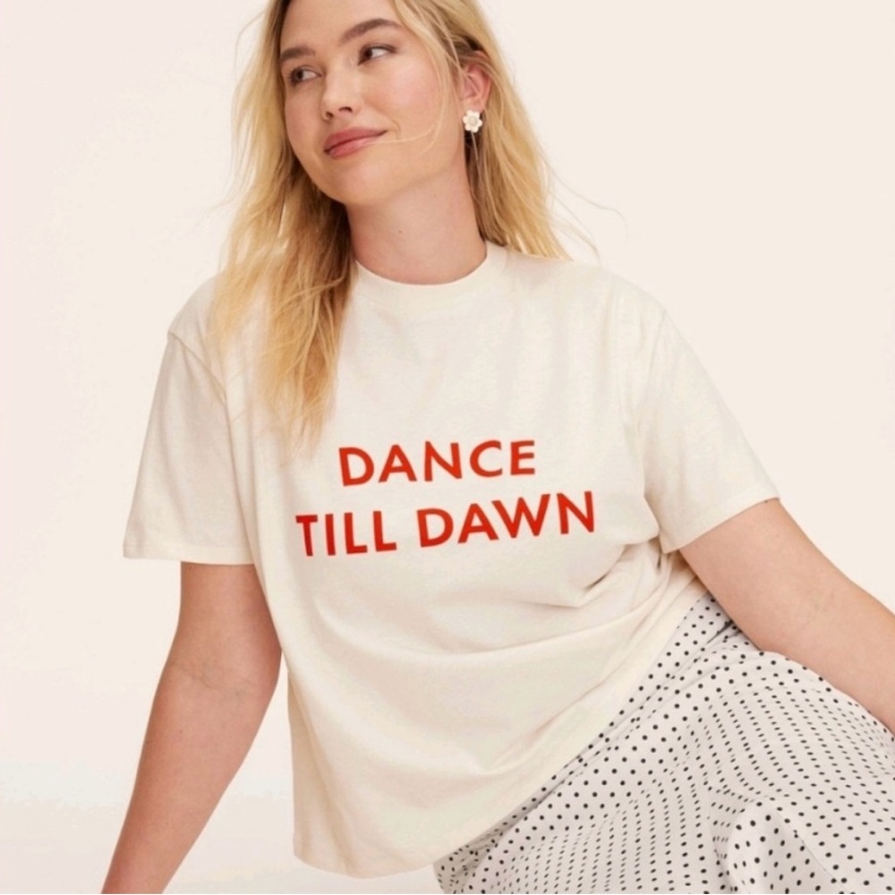 Kate Spade Dance Till Dawn Graphic T-Shirt - Cream Size L NWT